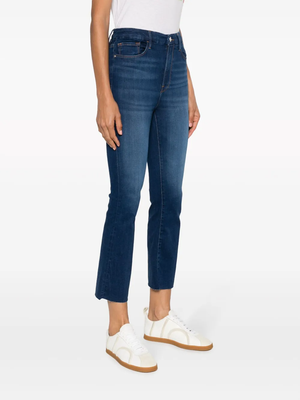 Frame Flared Cropped Jeans In 蓝色