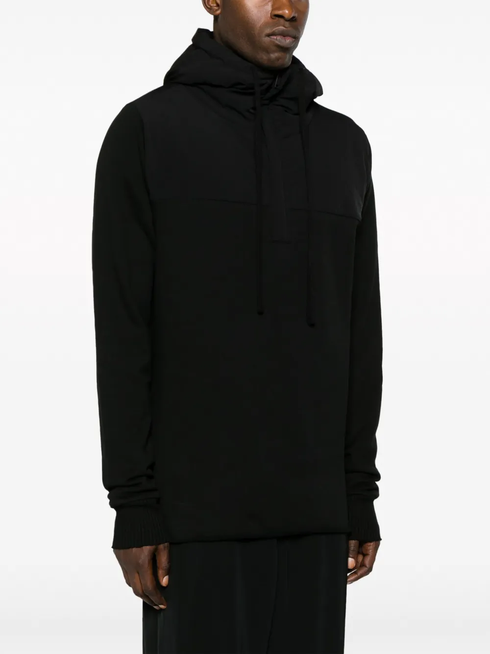  Thom Krom Half-zip Drawstring Hoodie - Black 