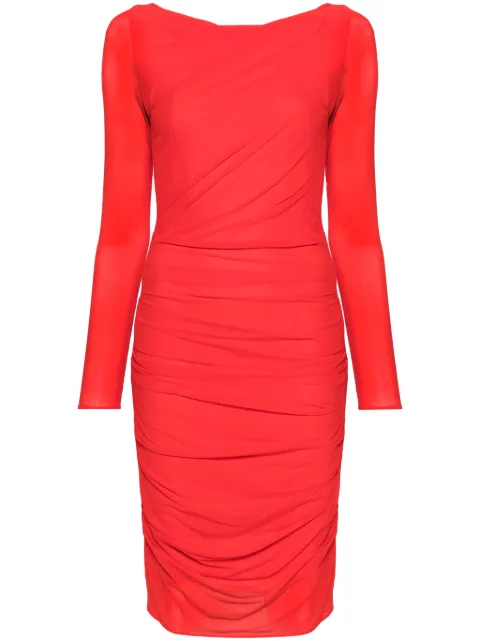 Talbot Runhof ruched long-sleeve midi dress