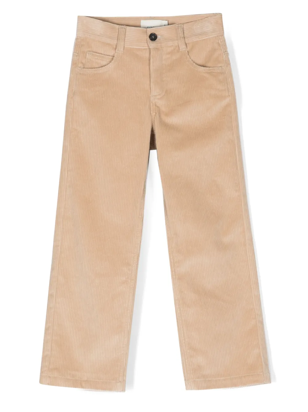 Fendi Kids Ribfluwelen broek Beige