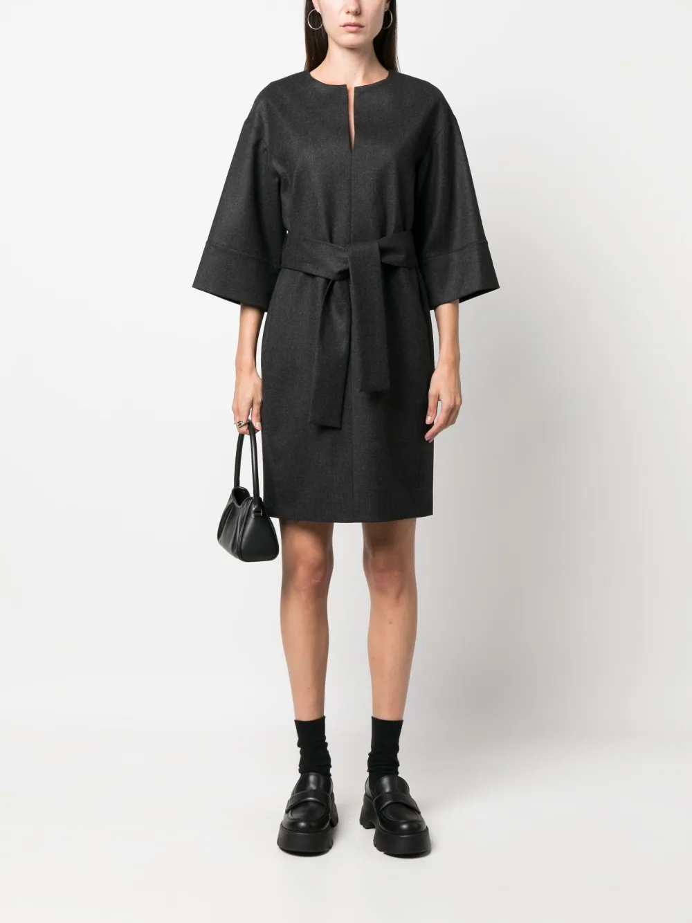 P.A.R.O.S.H. belted wool-cashmere blend shift dress - Grijs