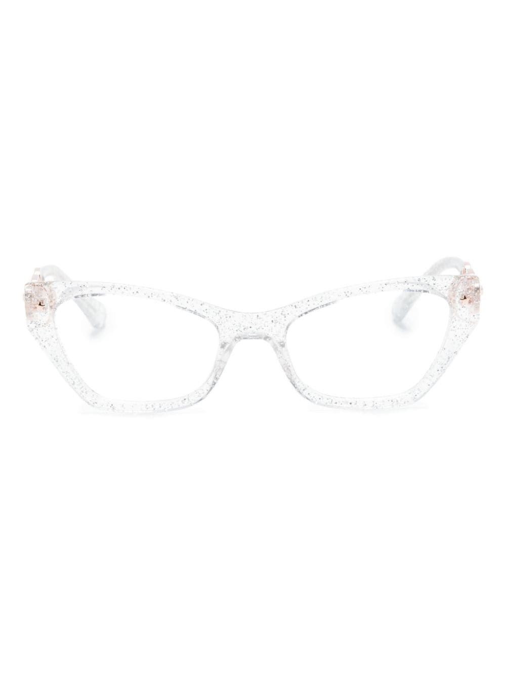 Chiara Ferragni Glitter Rectangular-frame Glasses In Nude
