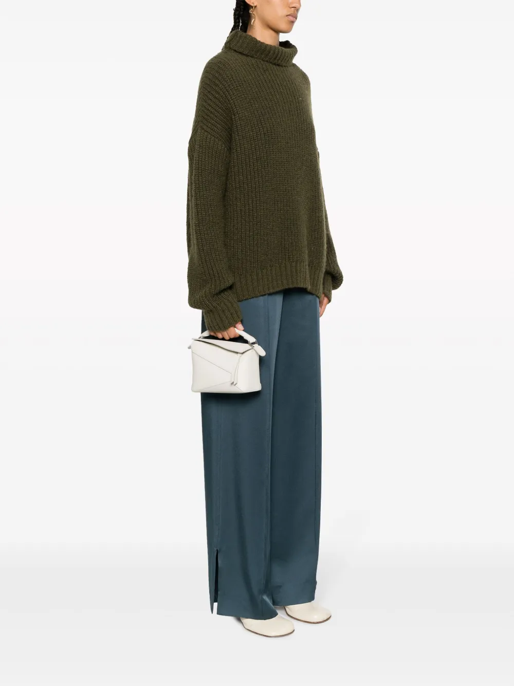 LOEWE Puzzle leren mini-tas - Wit