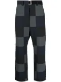 sacai checkerboard-print cotton chino trousers - Black