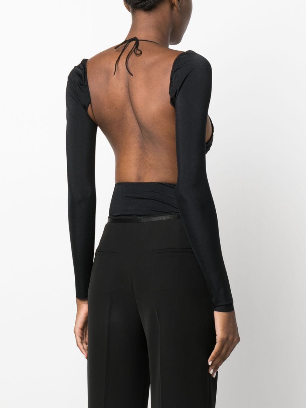 Shop Amazuìn Cut-out Long-sleeve Body In Black