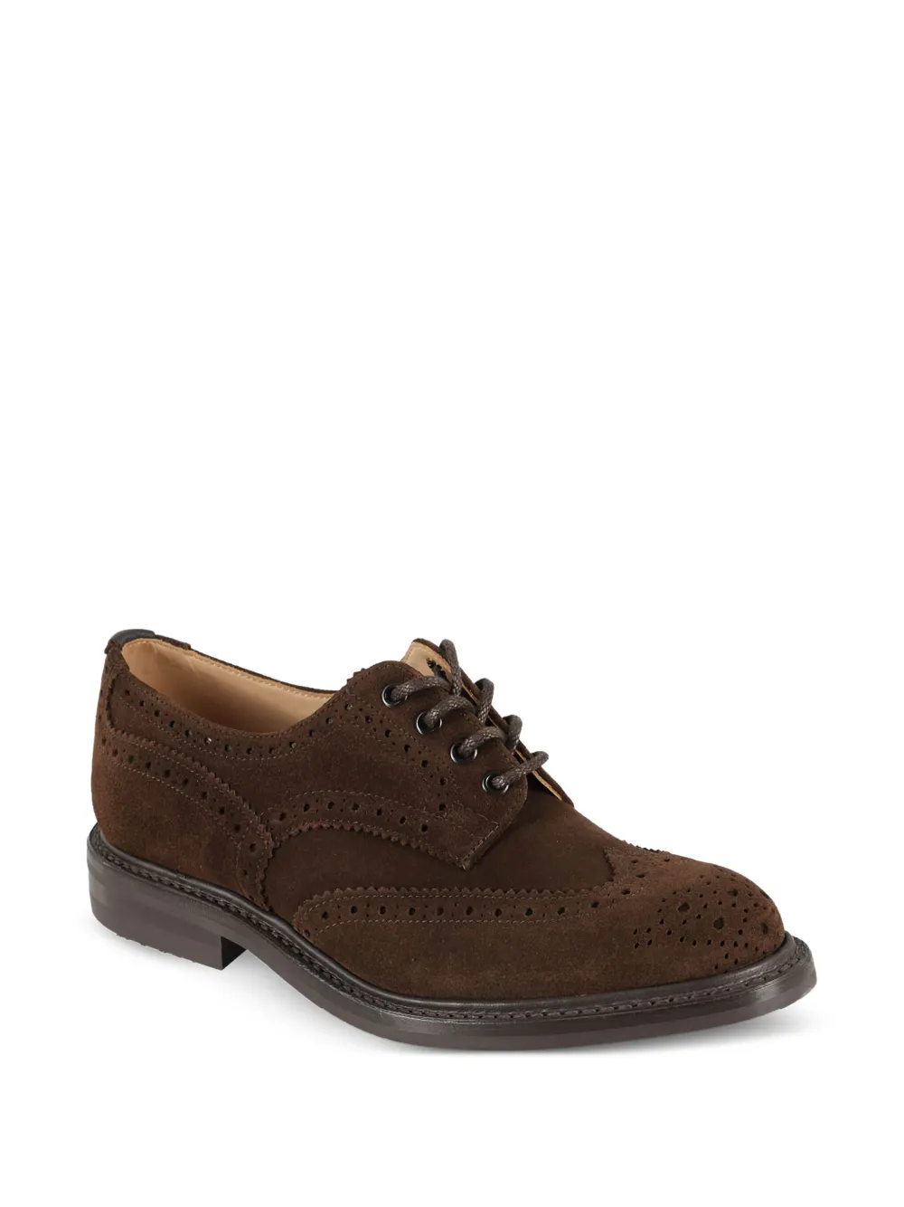 Tricker's perforated-suede derby shoes Brown