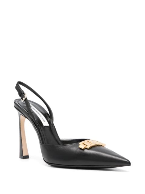 100mm slingback leather pumps