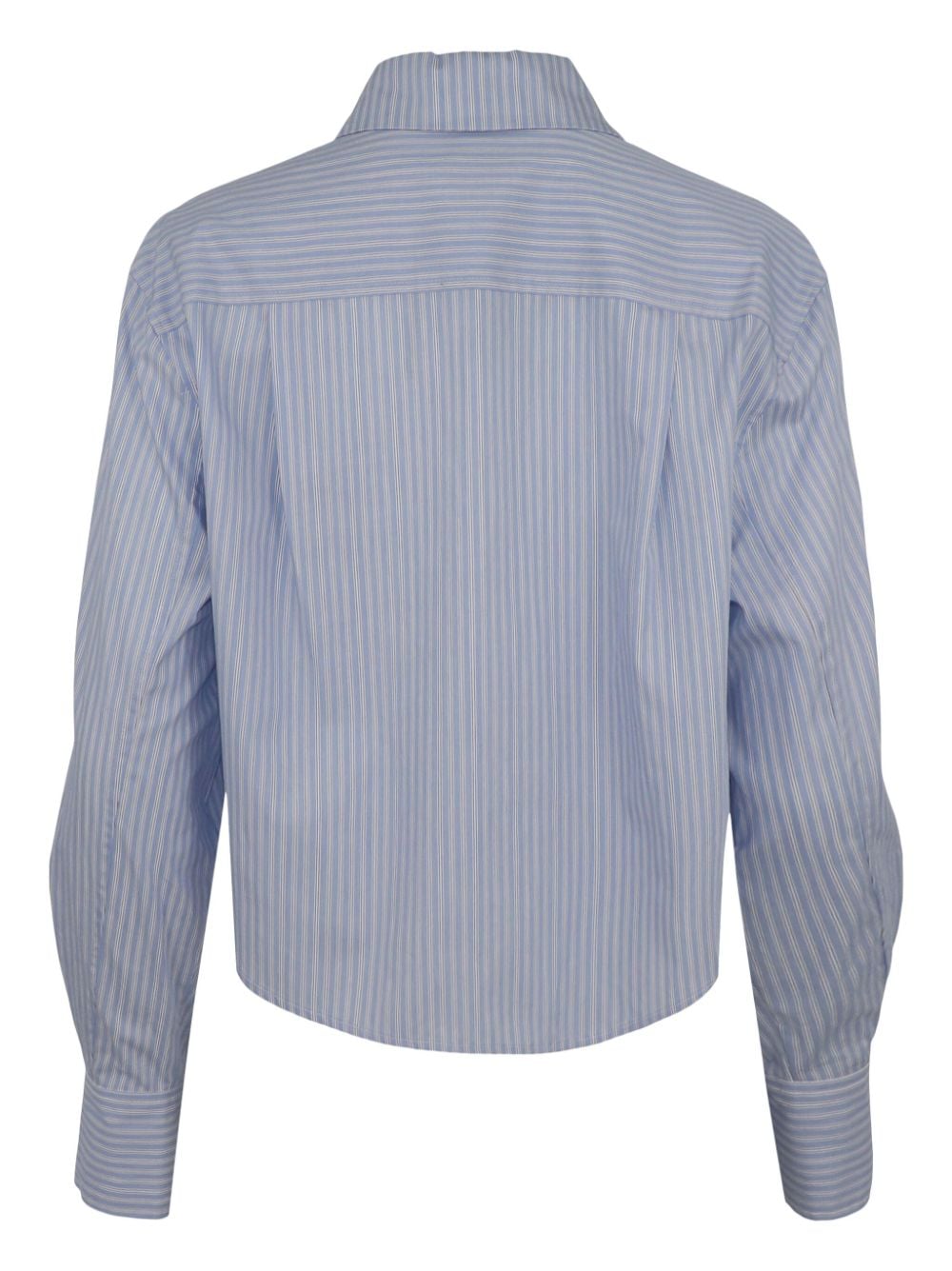 Shop Simkhai Renata Cropped Striped Cotton Shirt In Blue