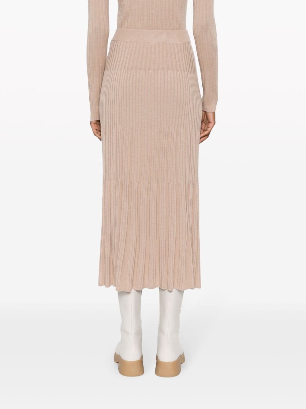 Shop Joseph Ribbed-knit Merino Skirt In Neutrals