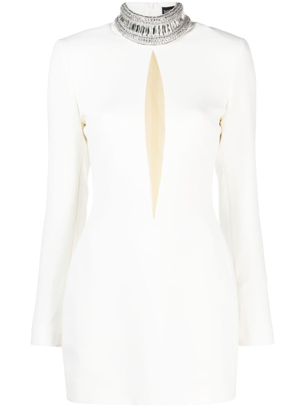 David Koma Crystal-embellished Sheer-panelled Dress In Weiss