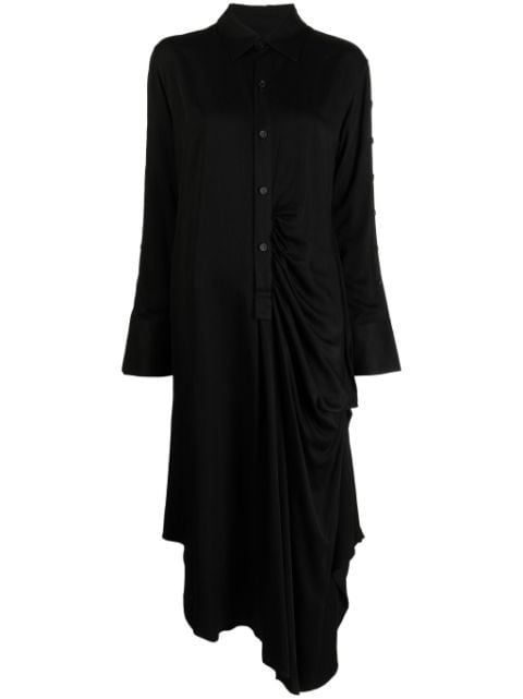 Yohji Yamamoto vestido camisero midi con manga larga