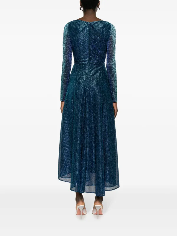Talbot Runhof metallic-thread Draped Midi Dress | Blue | FARFETCH UZ