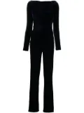 Talbot Runhof straight-leg velvet jumpsuit - Blue