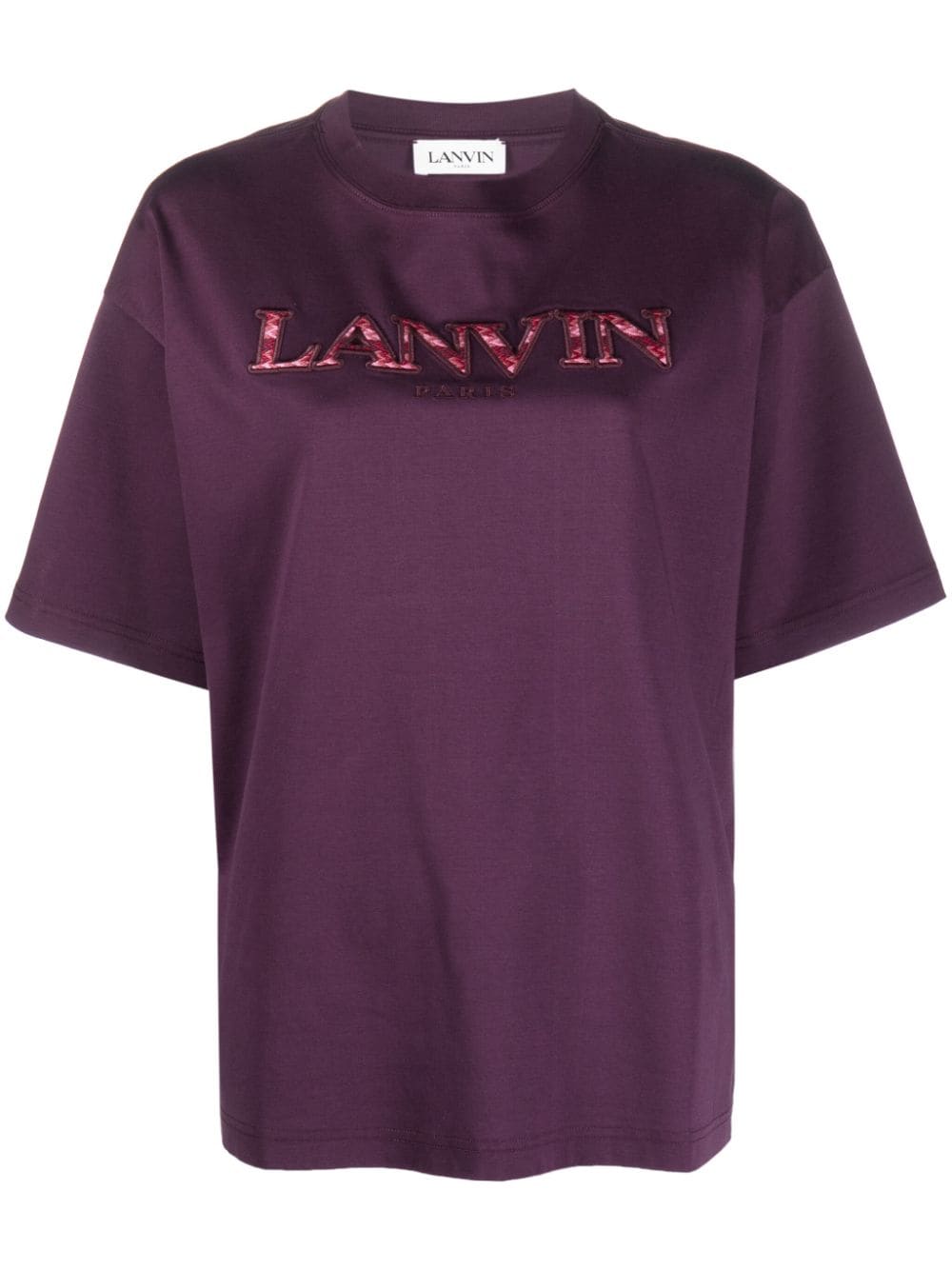 Shop Lanvin Logo-appliqué Cotton T-shirt In Purple