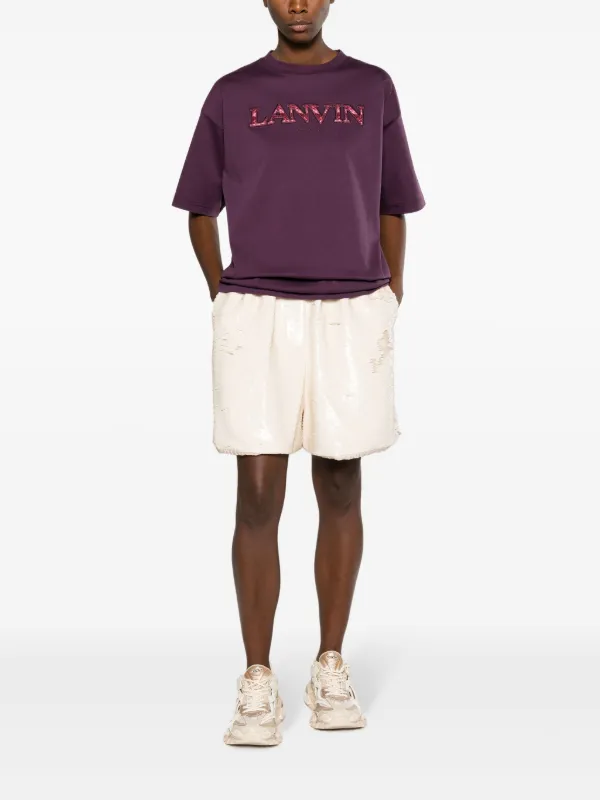 Lanvin logo-appliqué Cotton T-shirt | Purple | FARFETCH