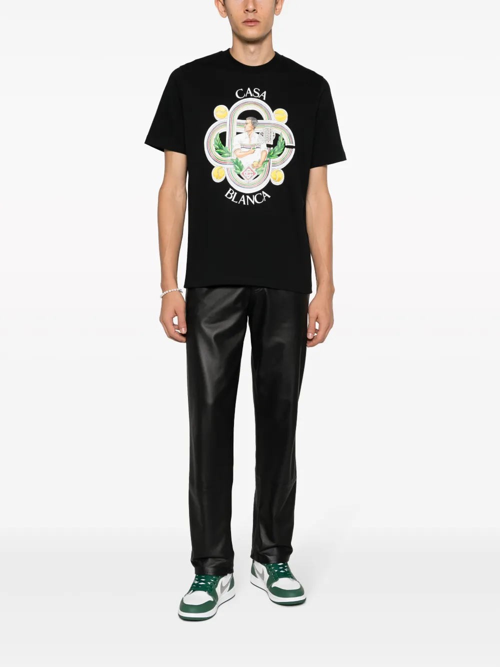 Casablanca Le Joueur illustration-print T-shirt - Zwart