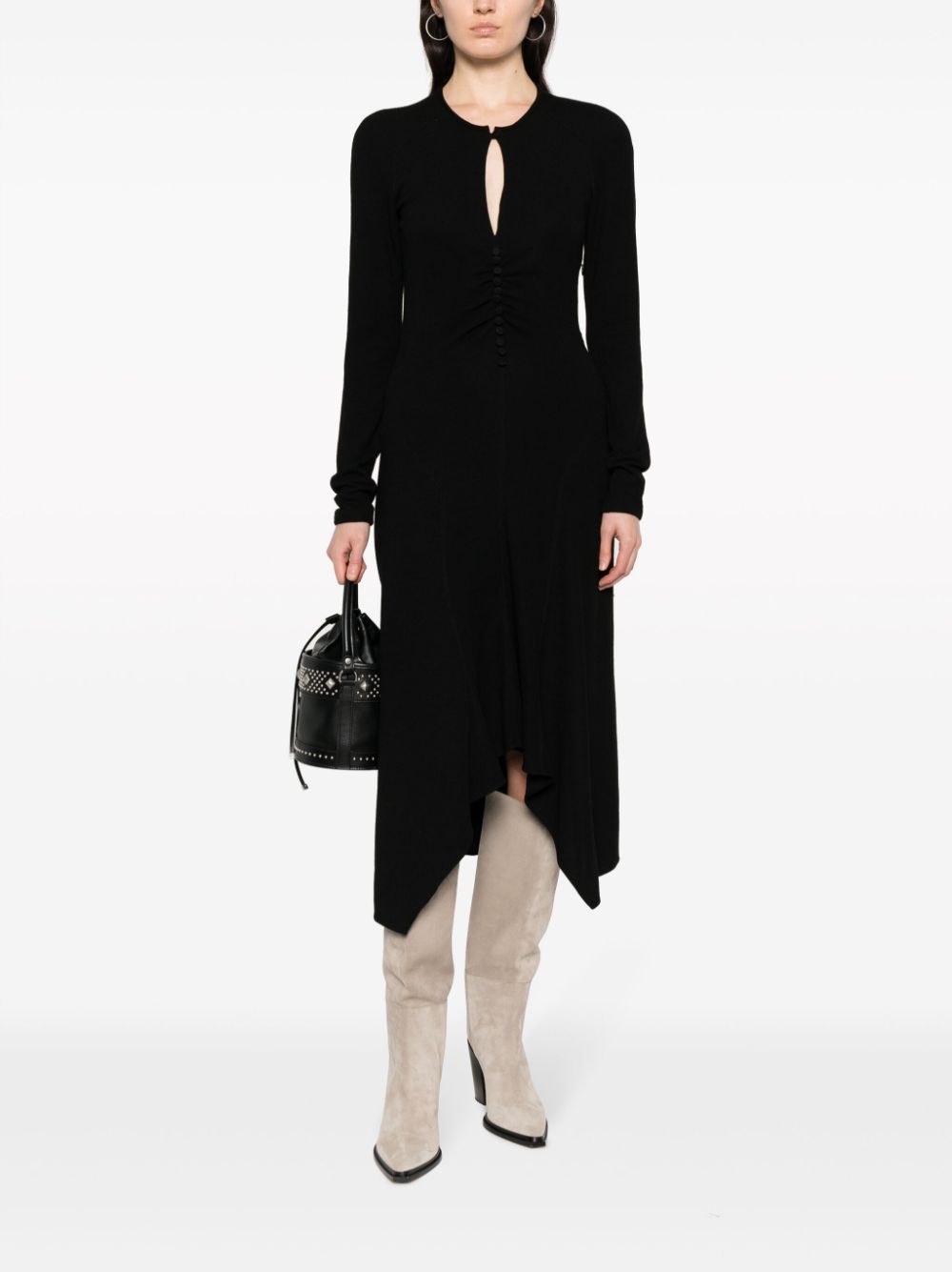 Shop Isabel Marant Keyhole-neck Midi Dress In Black
