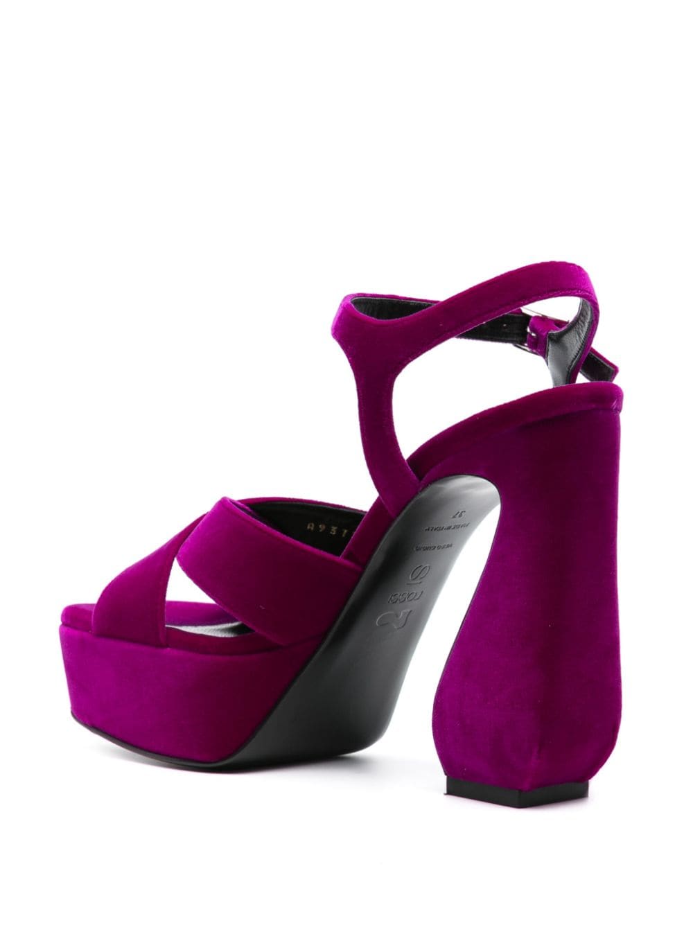 Shop Sergio Rossi 140mm Velvet Platform Sandals In Violett