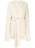 AERON chunky rib-knit belted cardigan - Neutrals