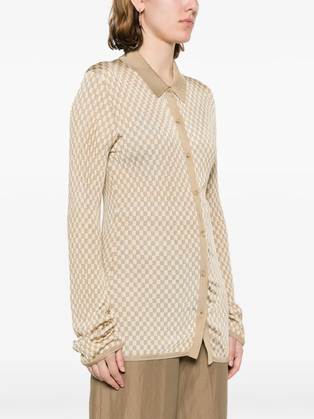 Shop Aeron Veritas Checked Fine-knit Shirt In Neutrals