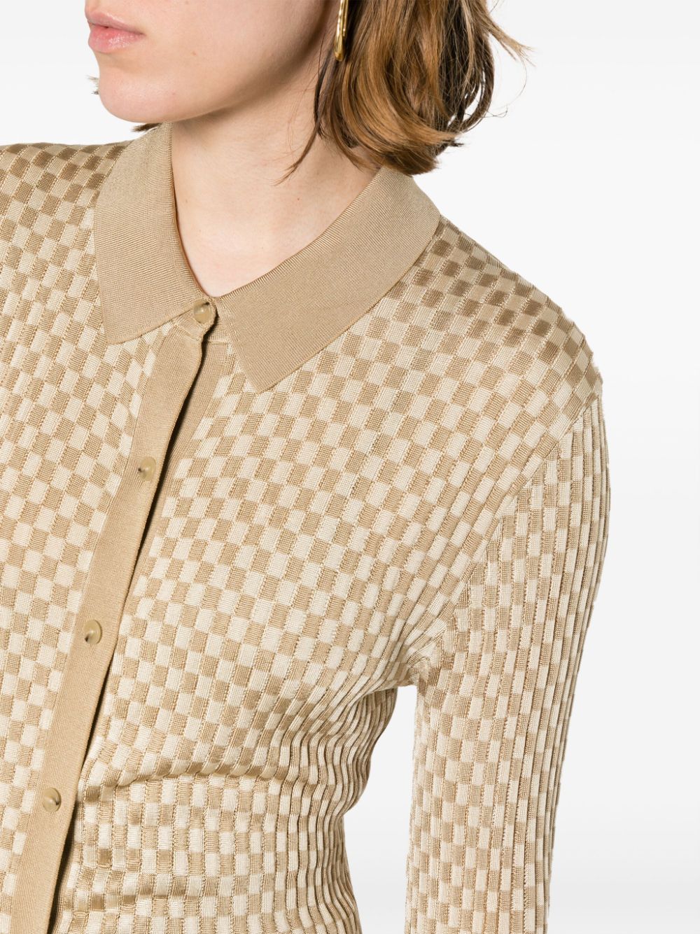 Shop Aeron Veritas Checked Fine-knit Shirt In Neutrals