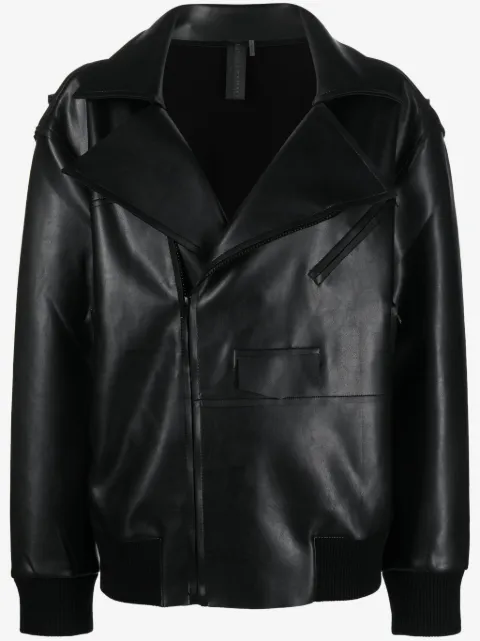 Norma Kamali faux leather zip-up biker jacket