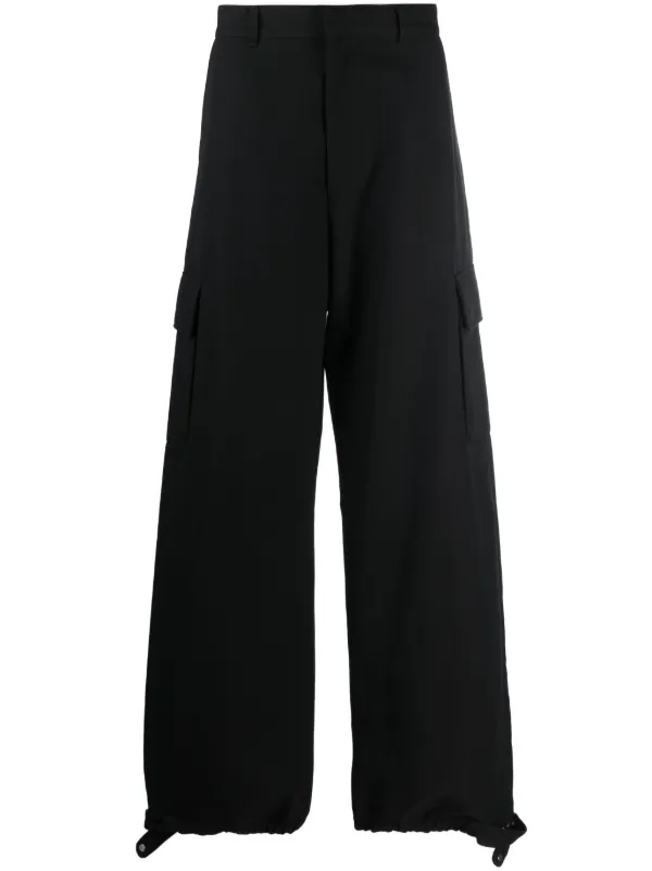 Off-White Wide-leg Wool-blend Trousers in Black