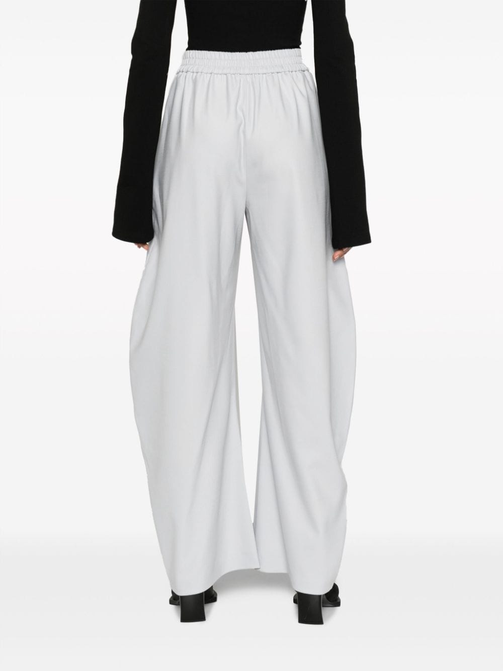 Shop Alessandro Vigilante High-waisted Wide-leg Trousers In Grey