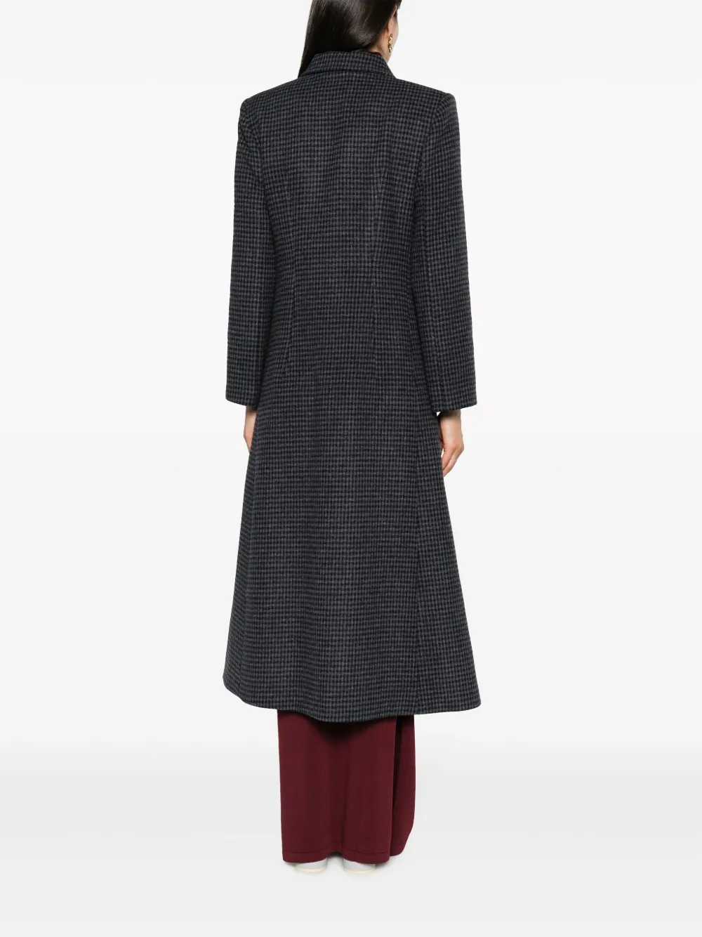 Shop By Malene Birger Gardeniia Checked Long Coat In Blue
