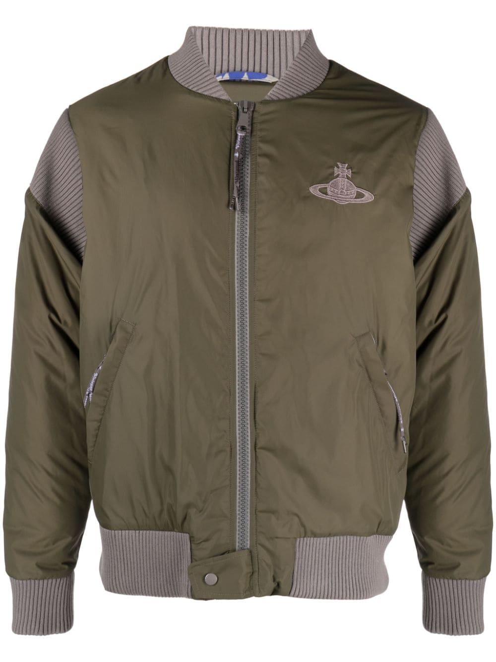 Shop Vivienne Westwood Cyclist Panelled Bomber Jacket In Green