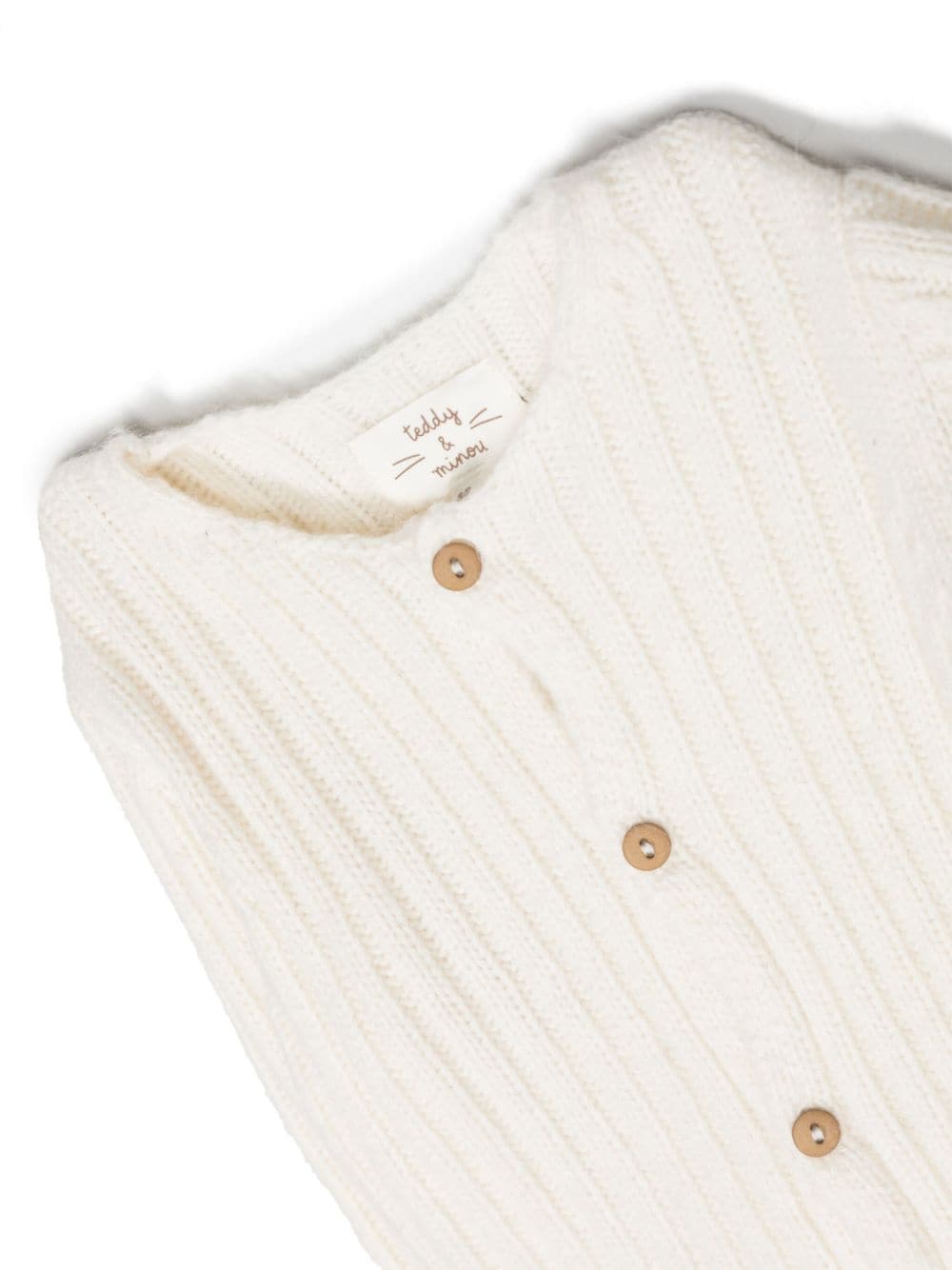 Shop Teddy & Minou Ribbed-knit Long-sleeved Cardigan In Weiss