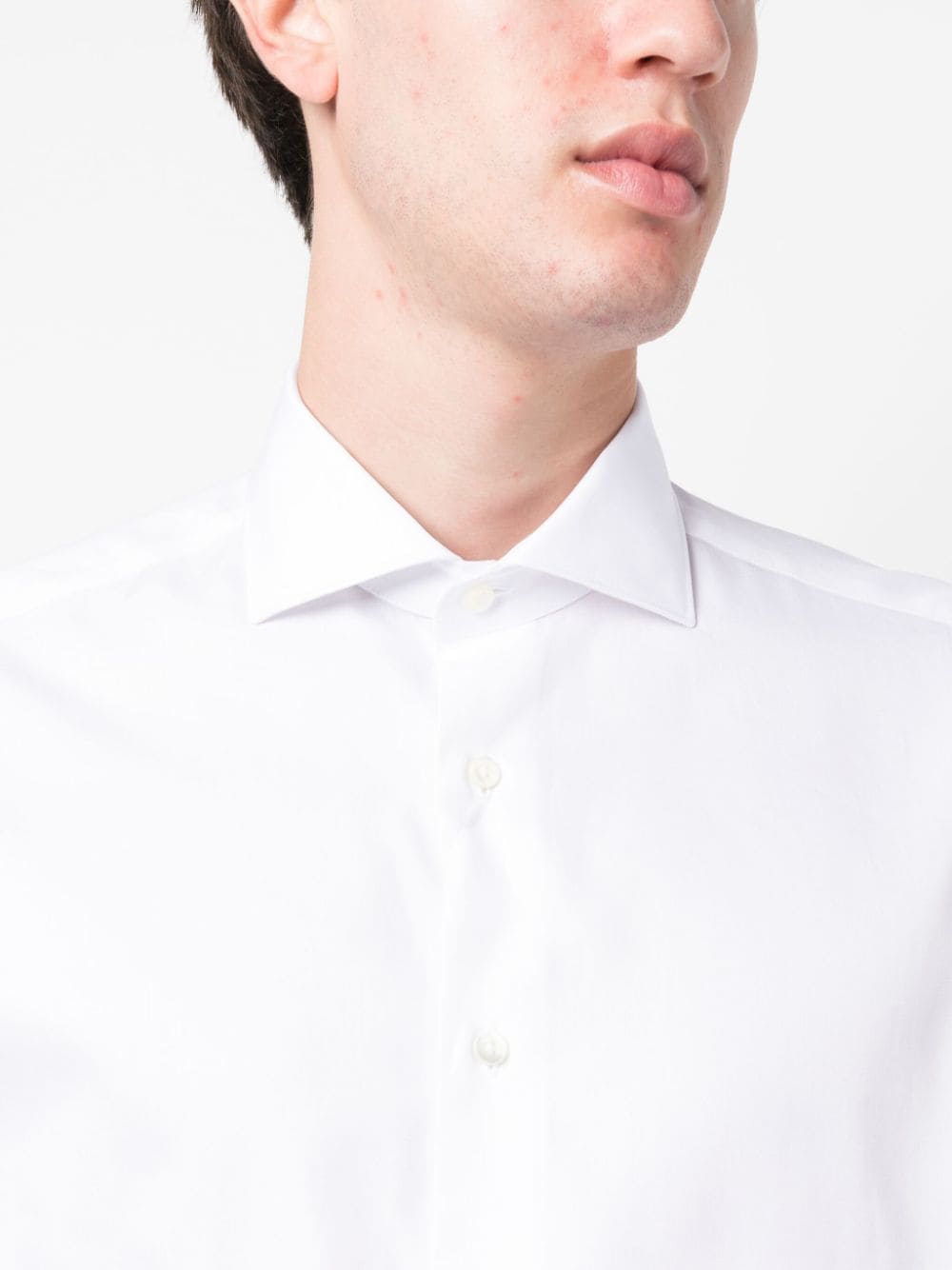 Shop Canali Long-sleeve Cotton Shirt In Weiss