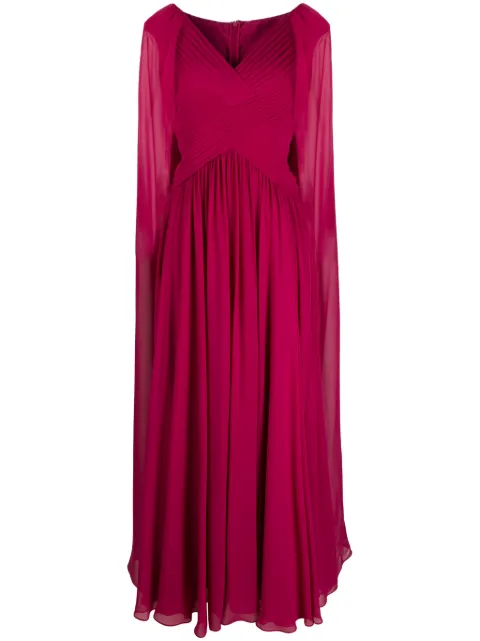 Elie Saab draped V-neck silk maxi dress