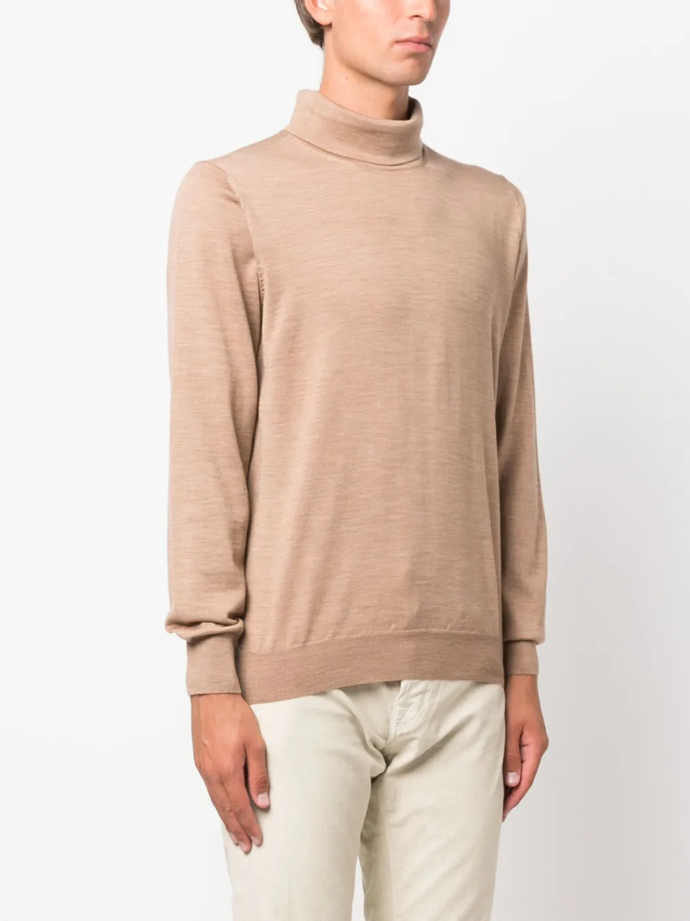 Shop Lardini Roll-neck Wool Jumper In Neutrals