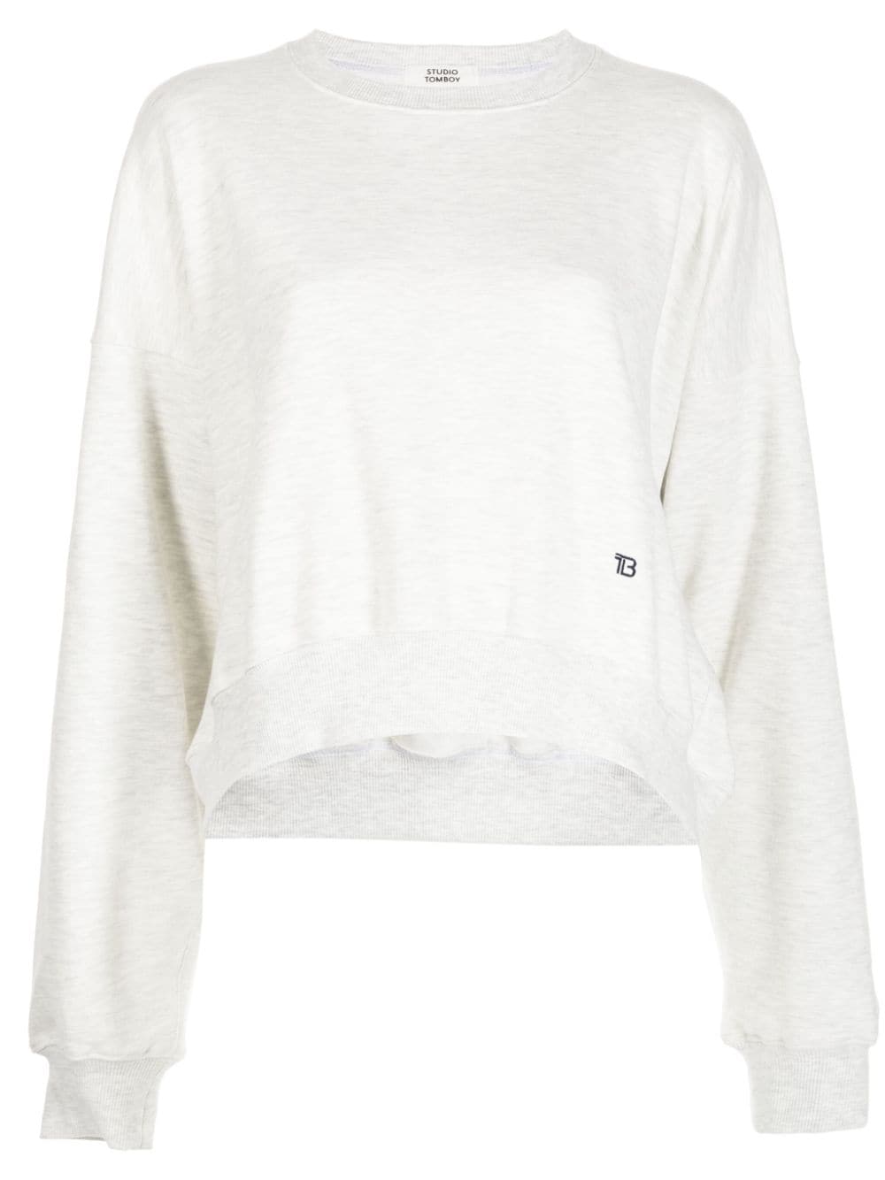 Studio Tomboy Logo-print Mélange-effect Cotton Hoodie In Grau