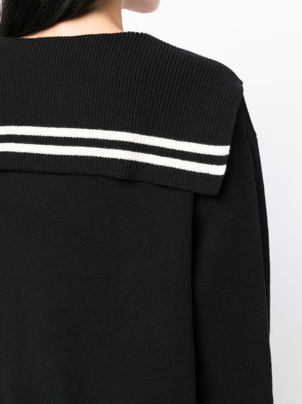 Shop Studio Tomboy Sailor-collar Knitted Jumper In Black