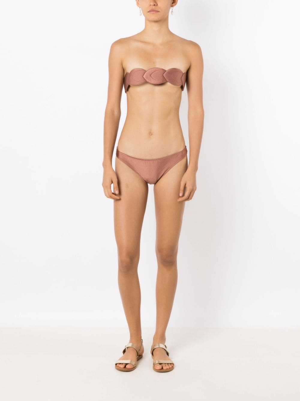 Shop Adriana Degreas Geometric Orquidea Vintage Strapless Bikini In Brown