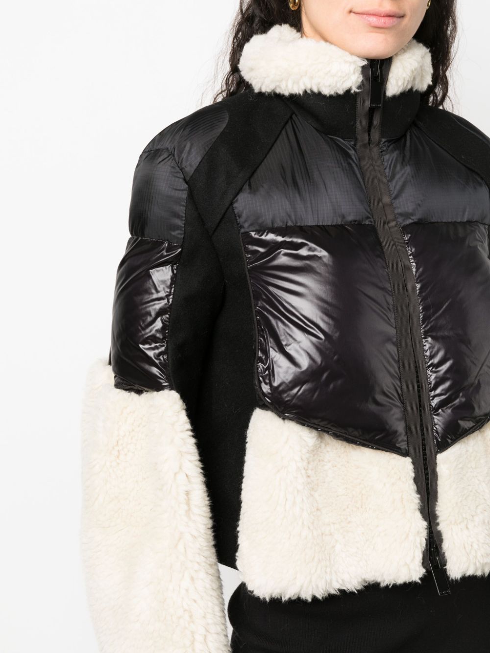 Shop Sacai Faux-fur Puffer Jacket In Black