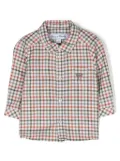 Tartine Et Chocolat logo-embroidered gingham-check shirt - Green