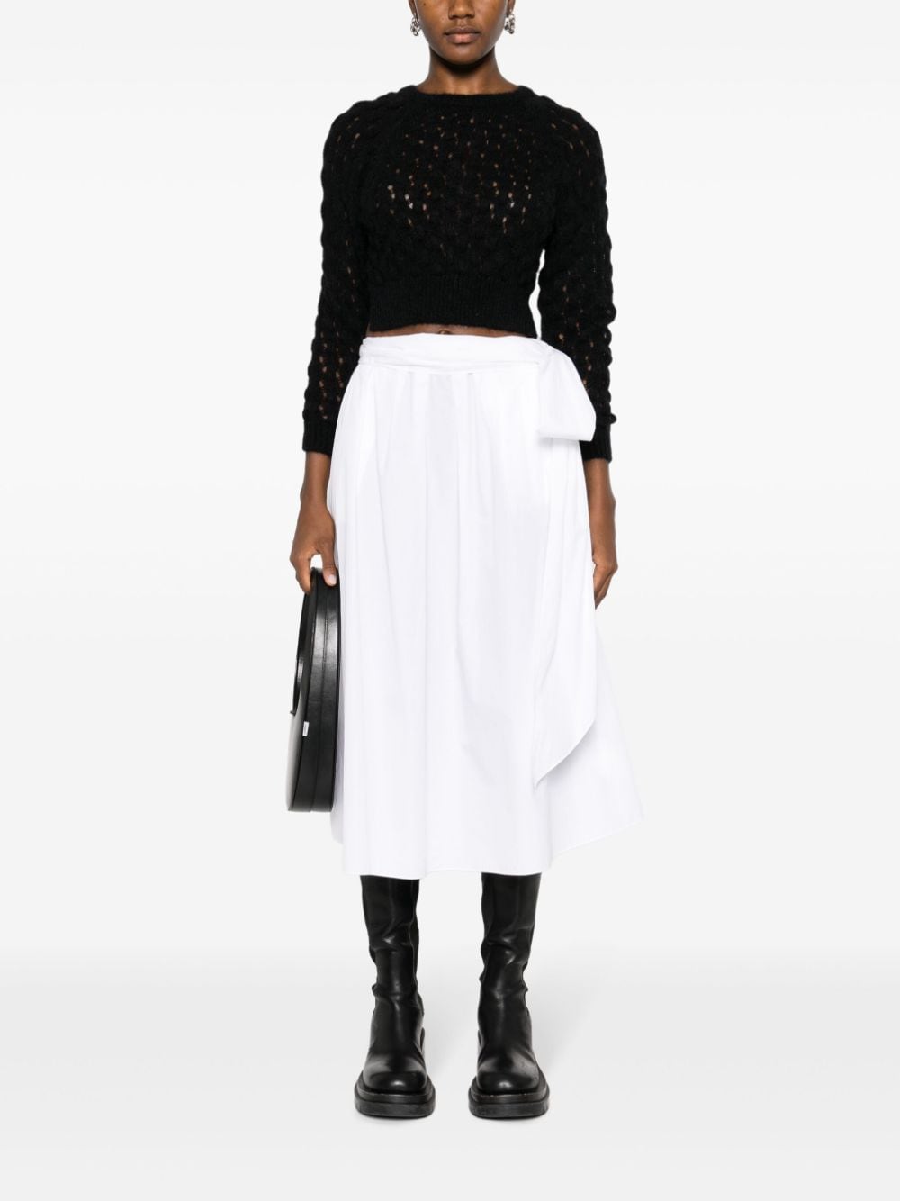 Shop Simone Rocha Cropped Open-knit Jumper In Black