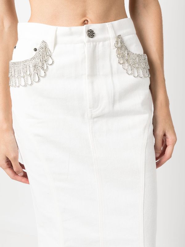 Embellished denim hotsell midi skirt