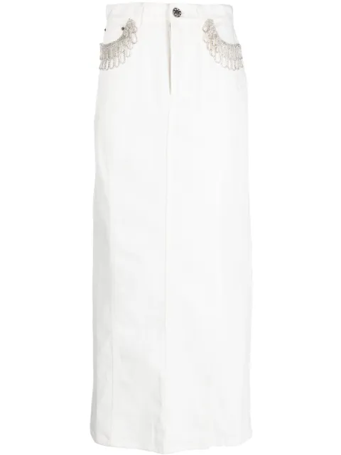 ROTATE crystal-embellished denim skirt