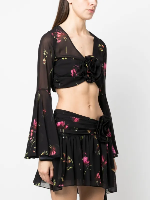 black sheer floral top