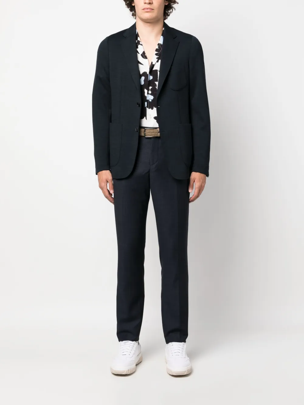 Paul Smith mélange-effect slim-fit wool trousers - Blauw