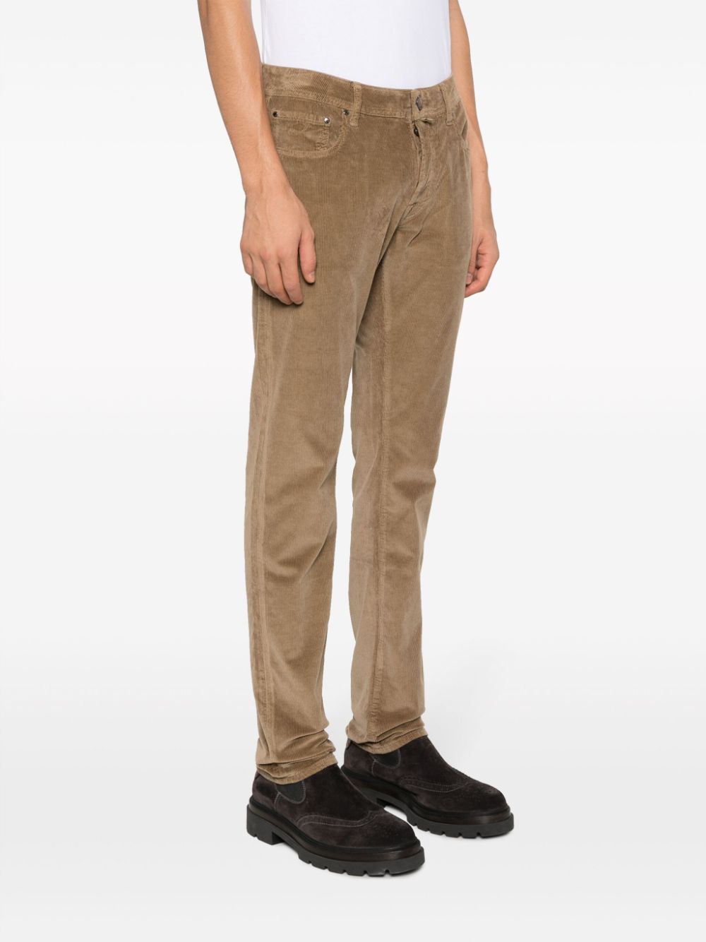 Shop Jacob Cohen Bard Straight-leg Corduroy Trousers In Neutrals