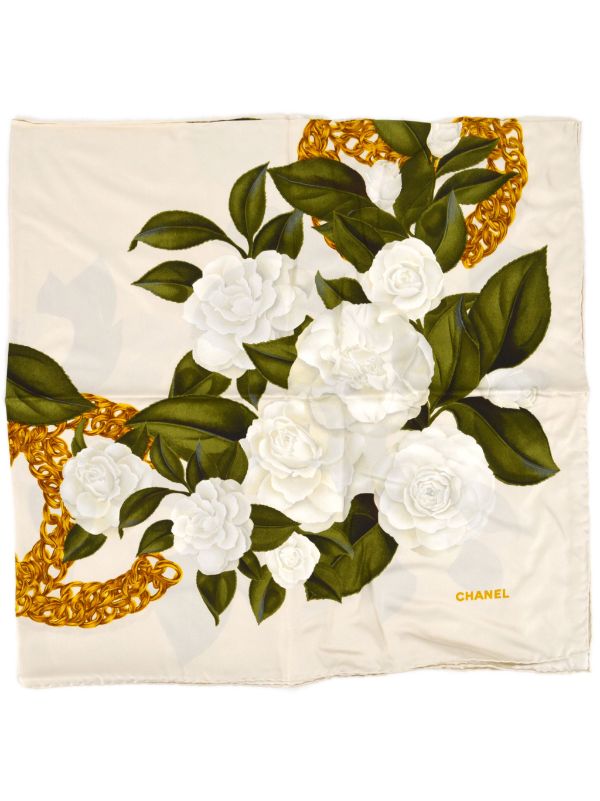 CHANEL Pre-Owned 1990-2000 Camellia-print Silk Scarf - Farfetch
