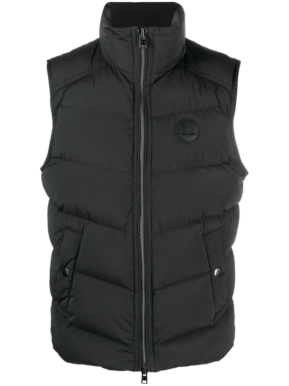 Woolrich Logo-patch Quilted Gilet In Black