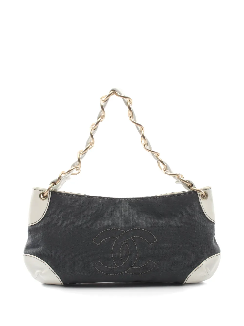 Click to view more detailed imagery on our partner's website Pre-owned Chanel 2003 Cc Olsen Shoulder Bag In Grey