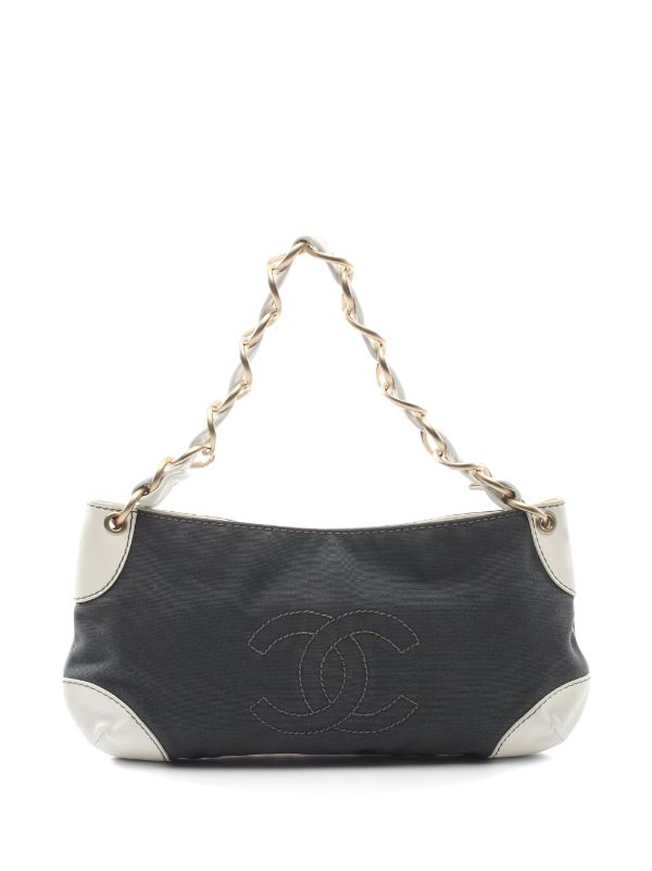 Buy CHANEL Black Canvas & White Leather olsen CC Online in India