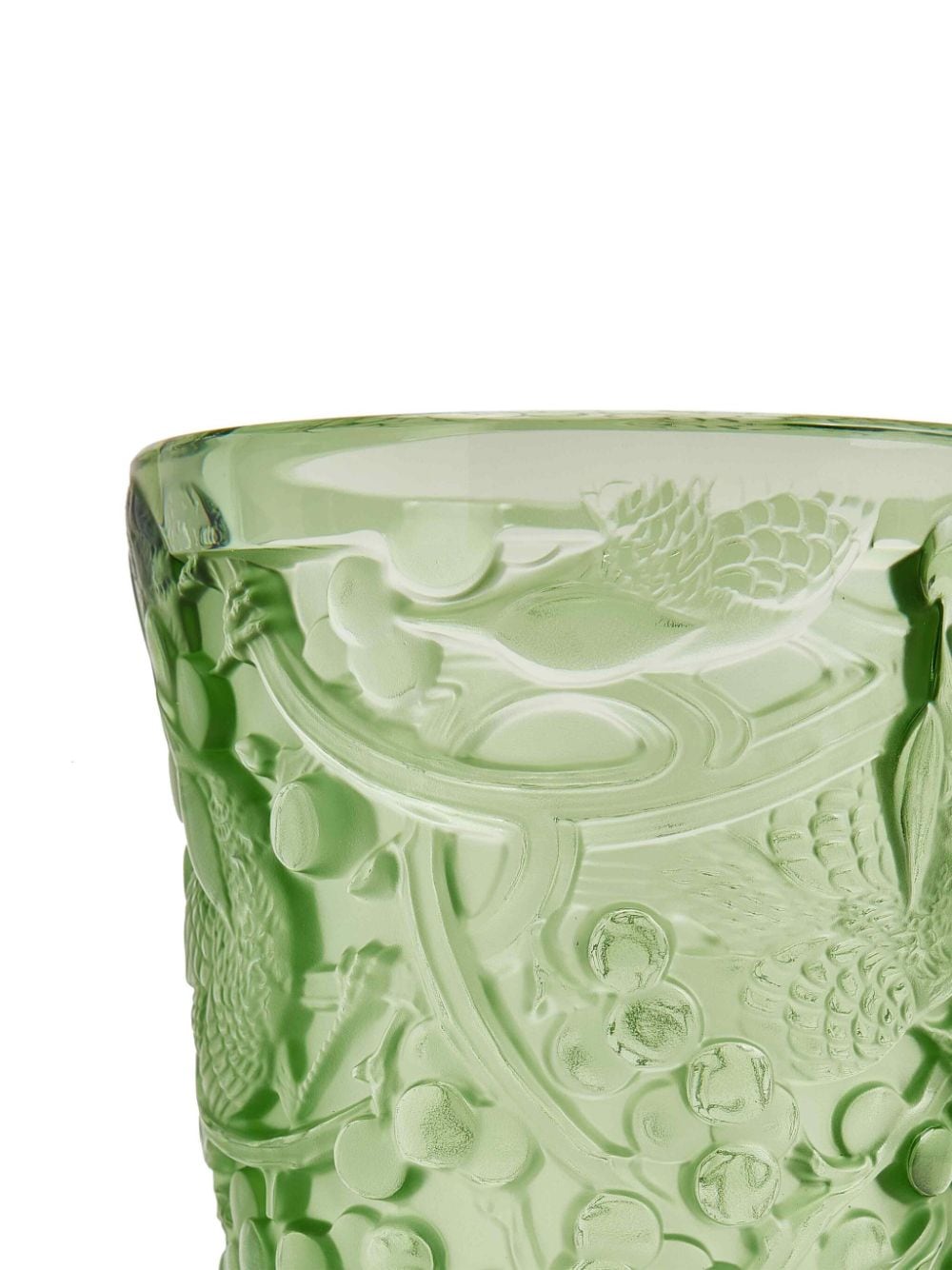 Shop Lalique Medium Merles Et Raisins Crystal Vase In Grün